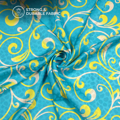 New Abstract Floral Digital Print Dobby Satin Fabric