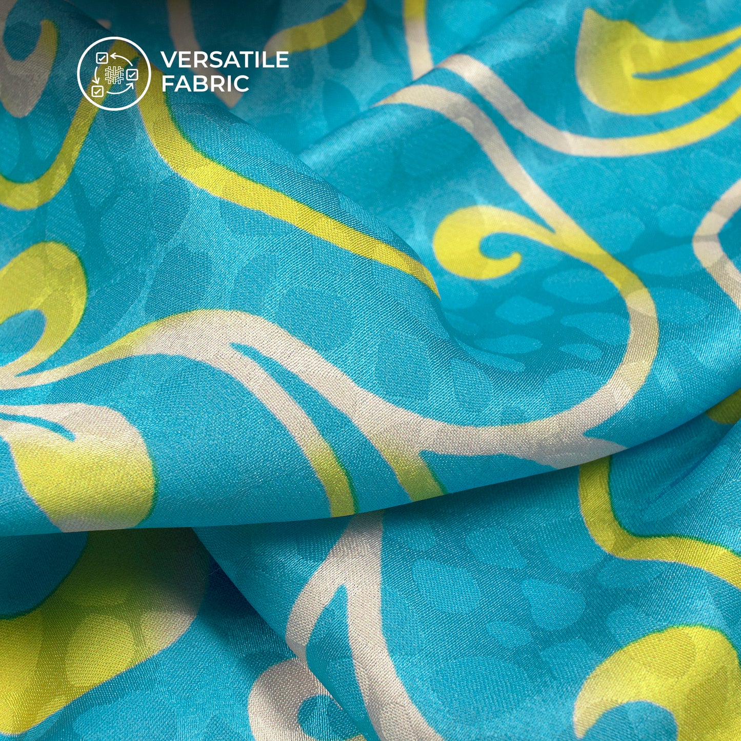 New Abstract Floral Digital Print Dobby Satin Fabric