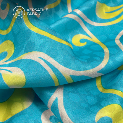 New Abstract Floral Digital Print Dobby Satin Fabric
