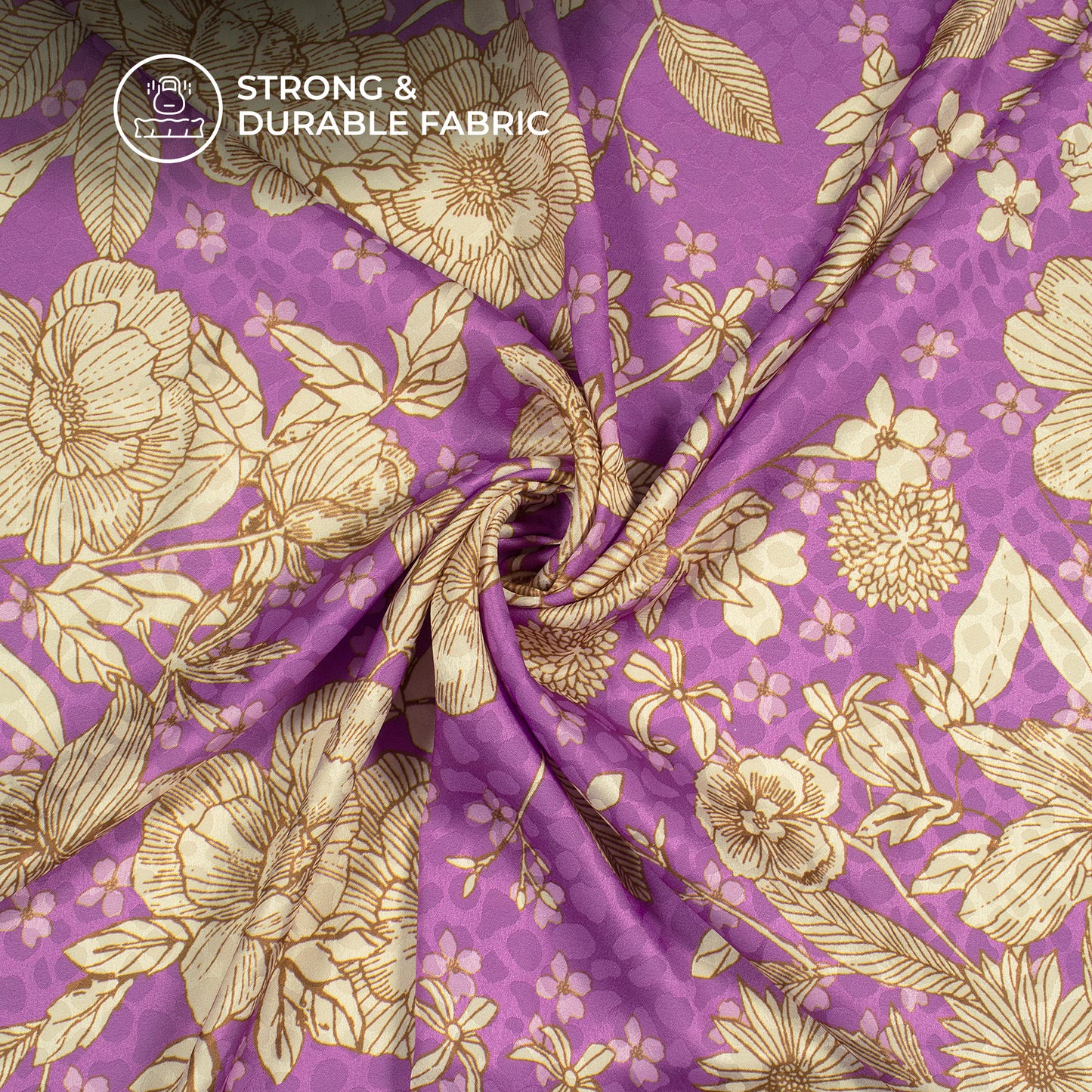 Vintage Floral Digital Print Dobby Satin Fabric