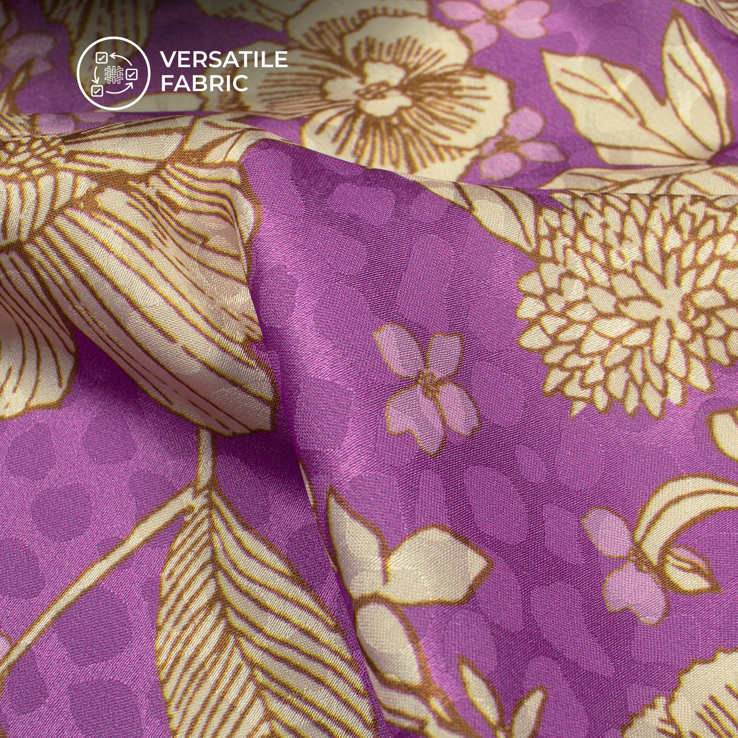 Vintage Floral Digital Print Dobby Satin Fabric
