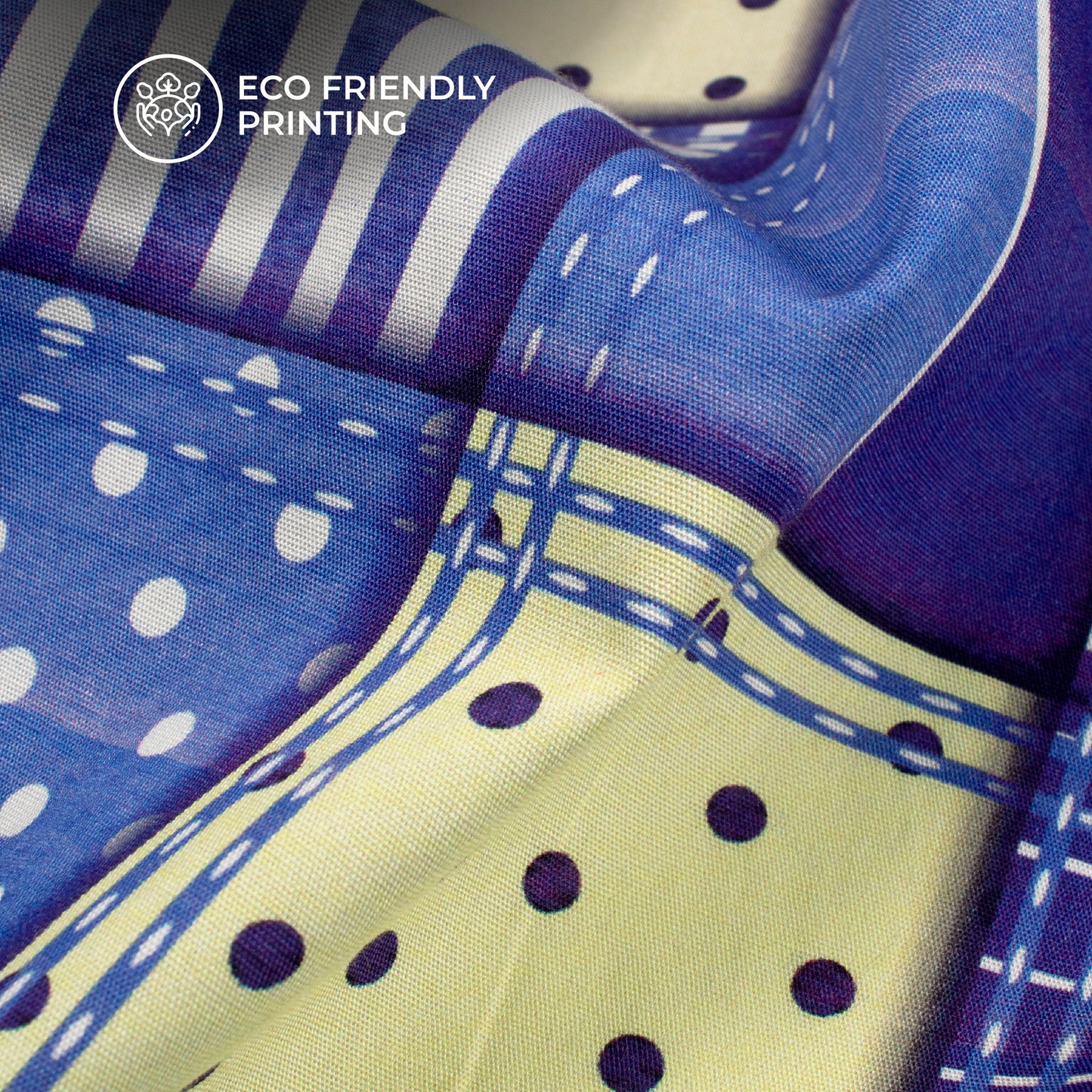 Denim Check Digital Print Poplin Fabric (Width 58 Inches)