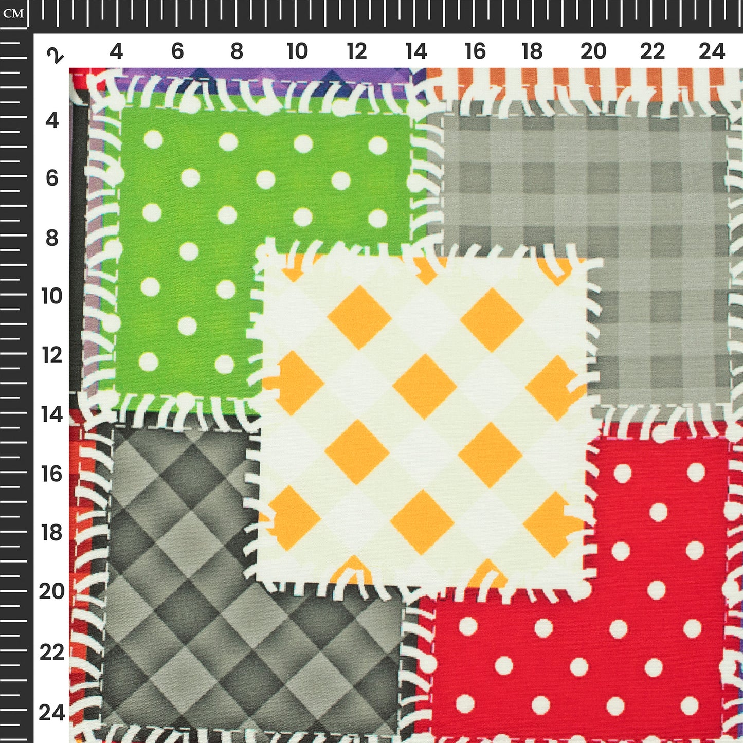 Multi Color Patchwork Digital Print Poplin Fabric (Width 58 Inches)