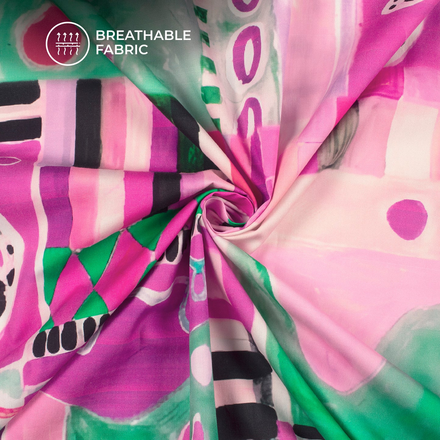 Abstract Water Draw Desing Digital Print Poplin Fabric (Width 58 Inches)