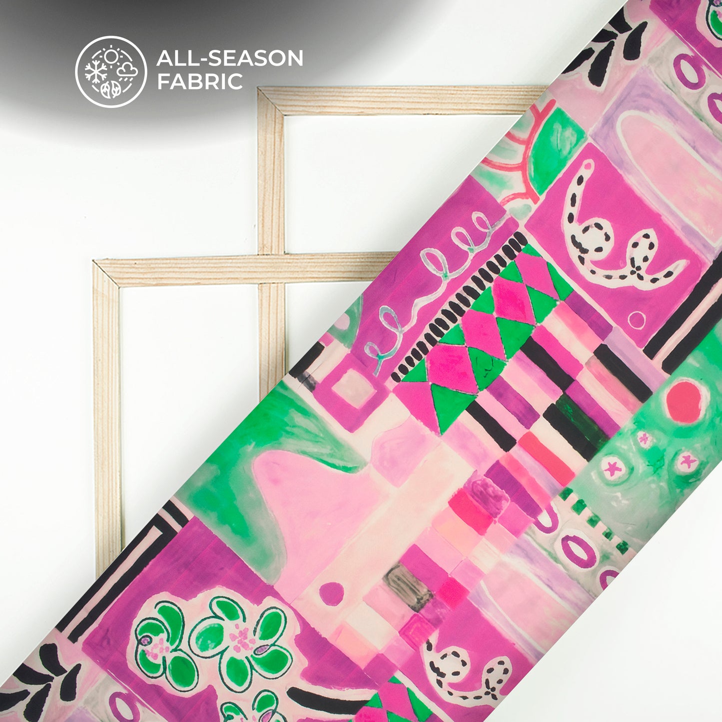 Abstract Water Draw Desing Digital Print Poplin Fabric (Width 58 Inches)