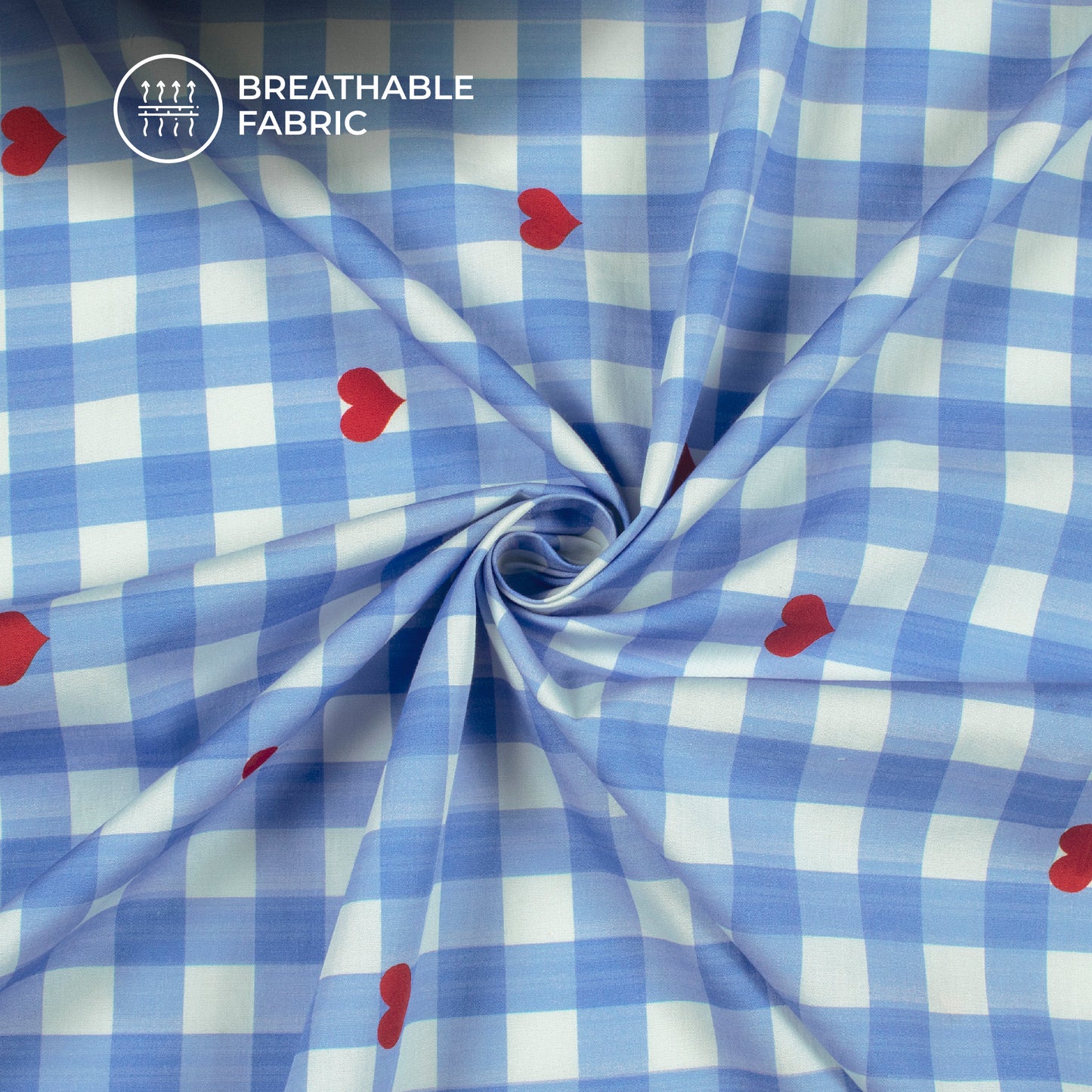 Check Digital Print Poplin Fabric (Width 58 Inches)