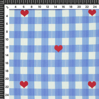 Check Digital Print Poplin Fabric (Width 58 Inches)