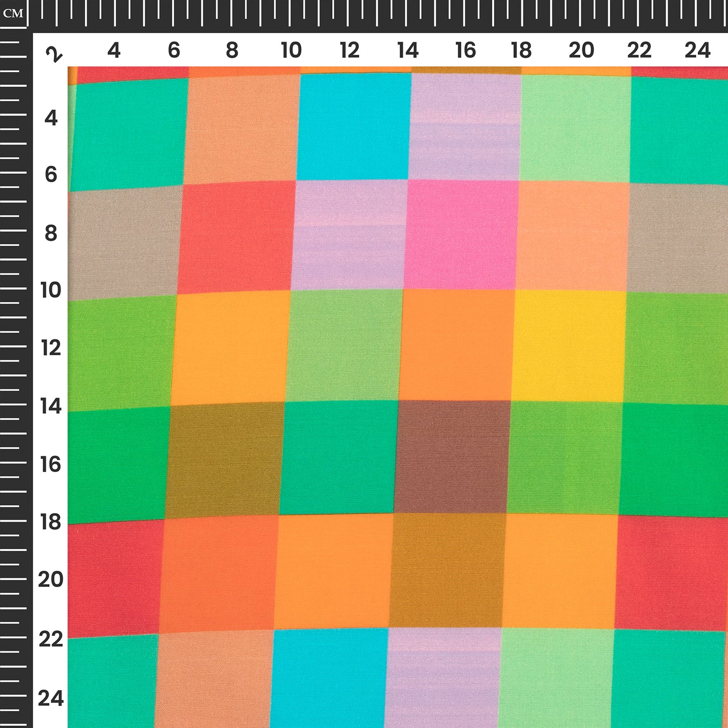 Multi Color Block Digital Print Poplin Fabric (Width 58 Inches)
