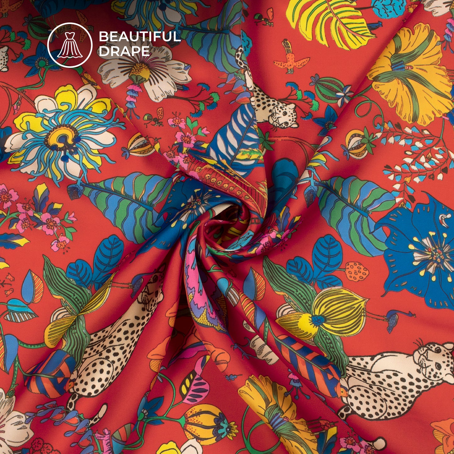 Animal Pattern Digital Print Imported Satin Fabric