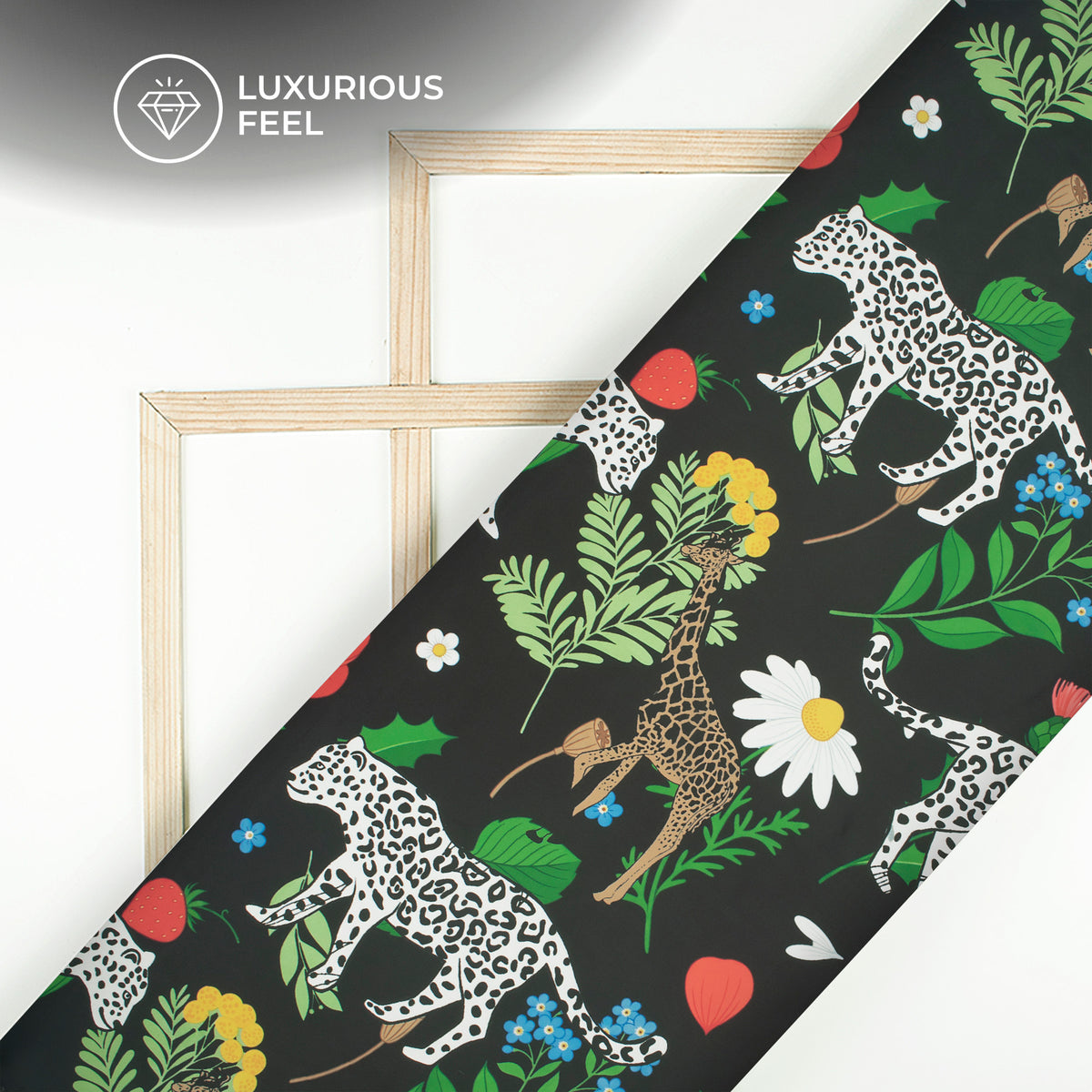 Floral Animal Digital Print Imported Satin Fabric