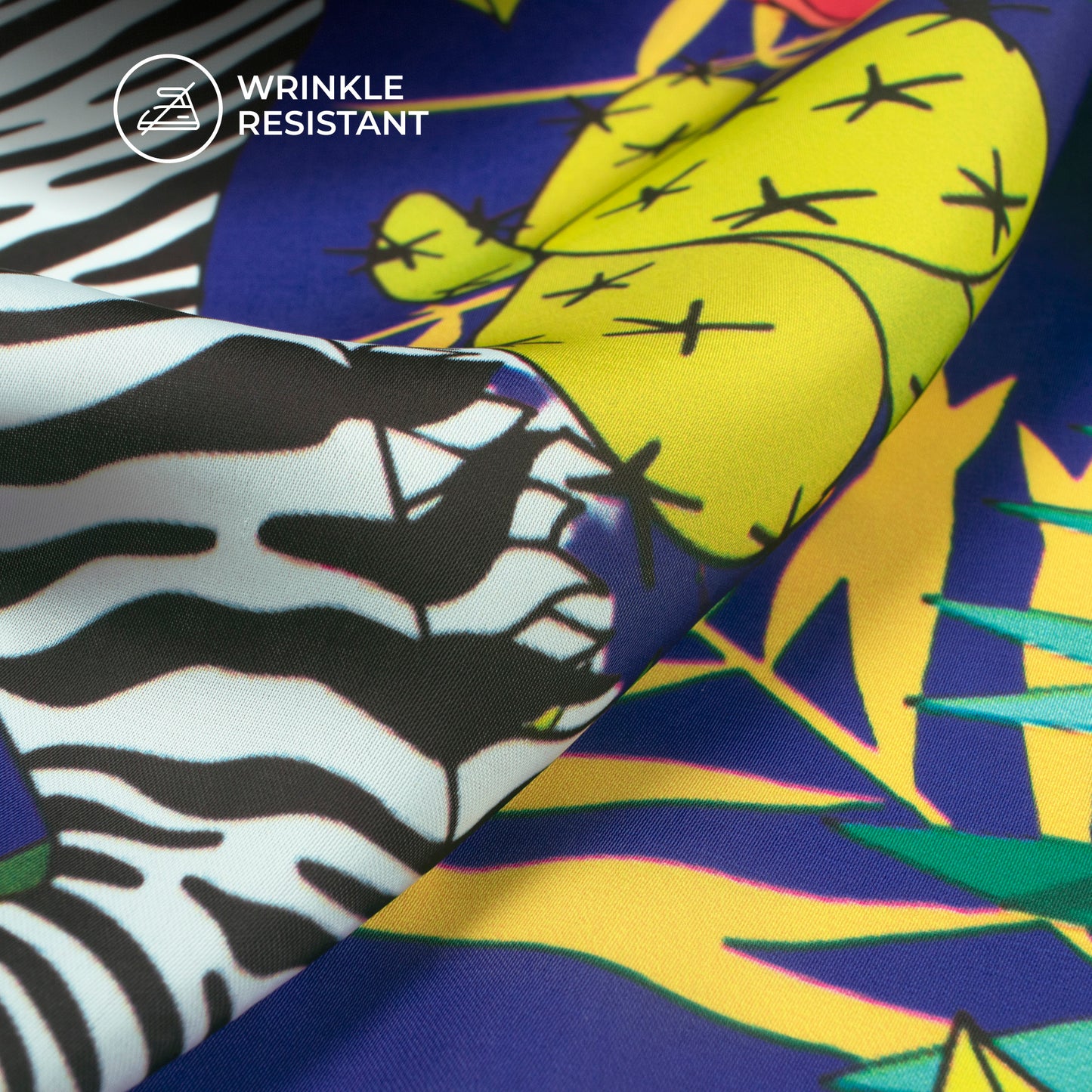 Zebra On Floral Pattern Digital Print Imported Satin Fabric