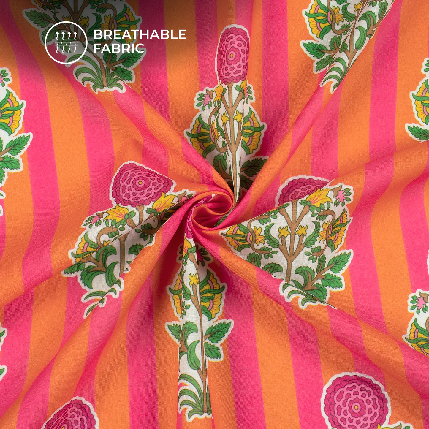 Beautiful Floral Design Digital Print Poly Cambric Fabric