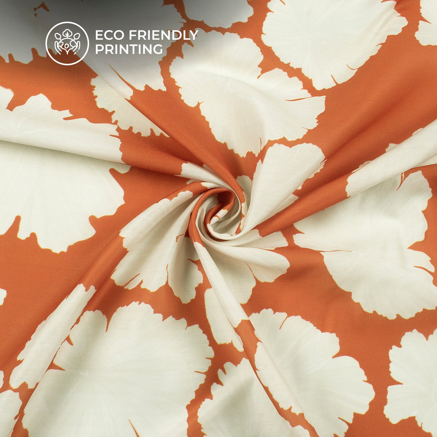 Pumpink Abstract Floral Digital Print Muslin Fabric