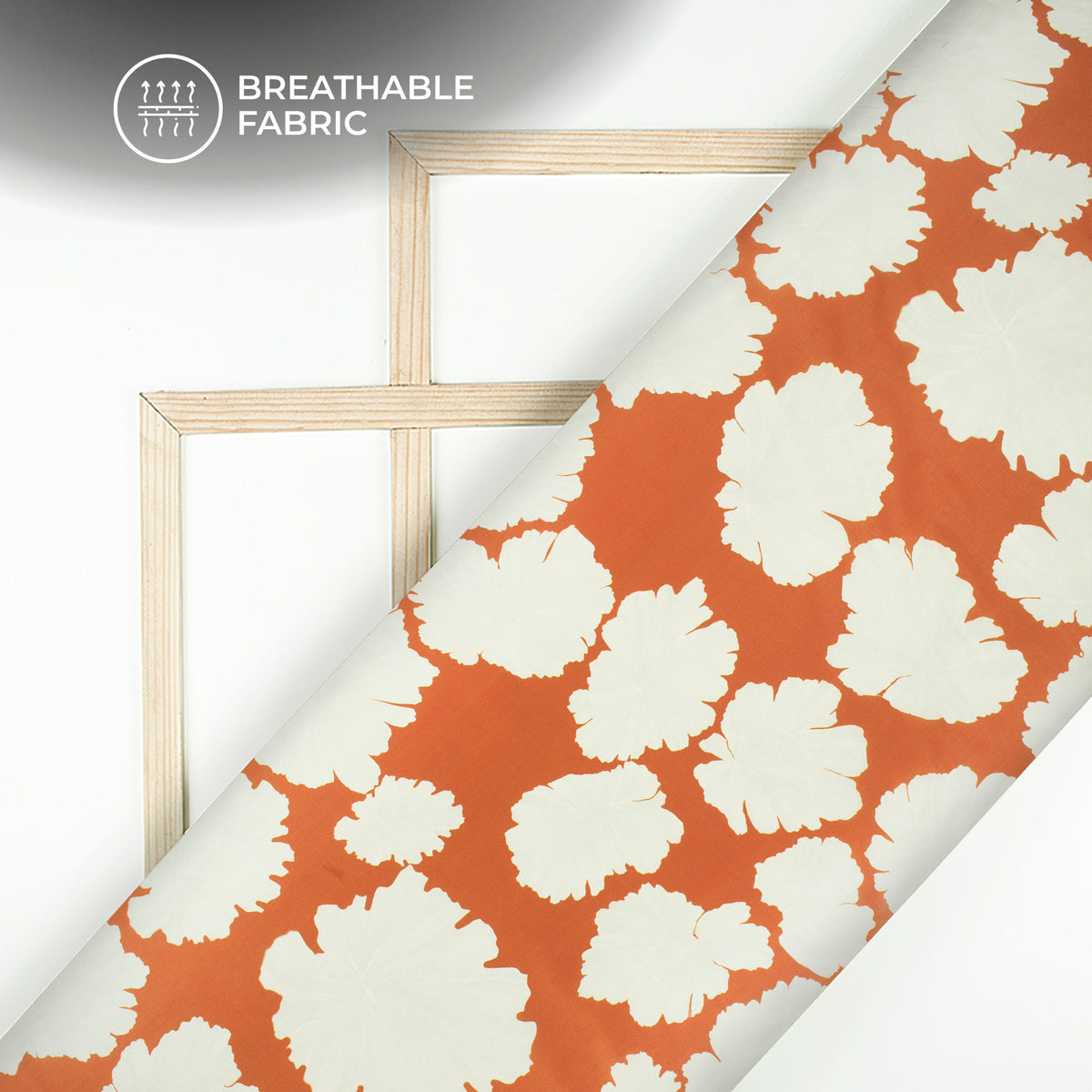 Pumpink Abstract Floral Digital Print Muslin Fabric