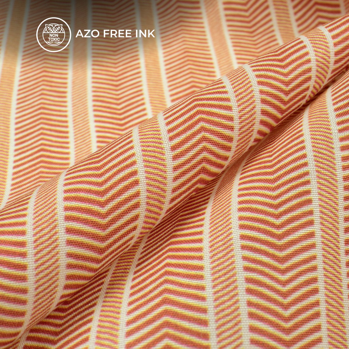 Attractive Buff Stripes Pattern Digital Print Muslin Fabric