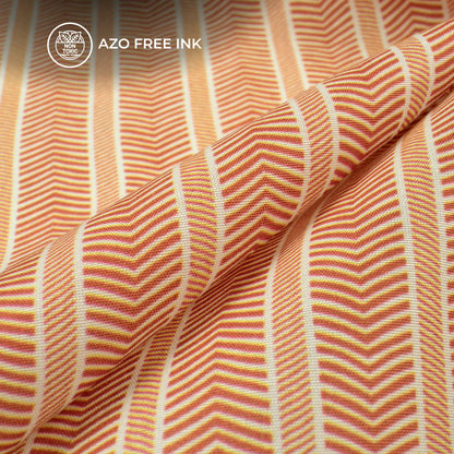 Attractive Buff Stripes Pattern Digital Print Muslin Fabric