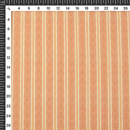 Attractive Buff Stripes Pattern Digital Print Muslin Fabric