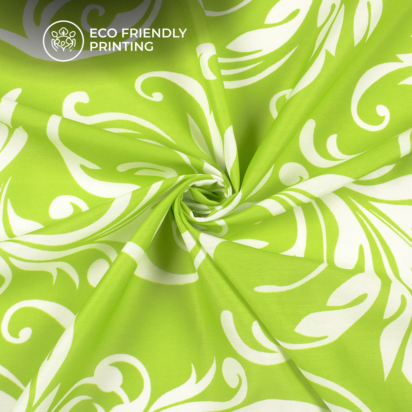 Inchworm Floral Swirl Digital Print Muslin Fabric