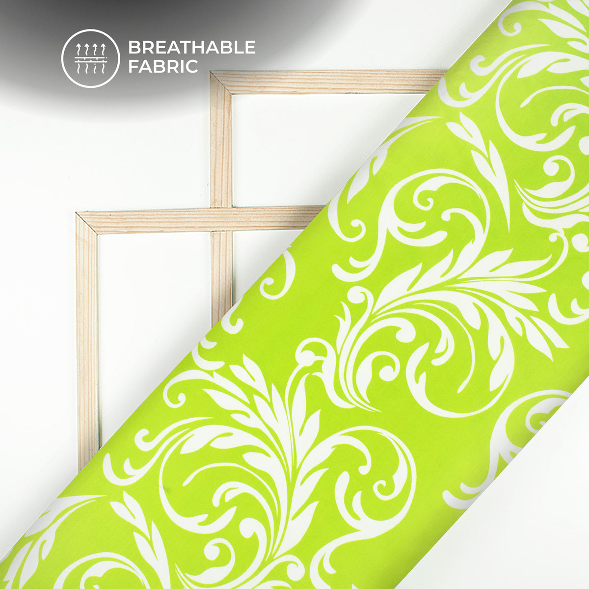 Inchworm Floral Swirl Digital Print Muslin Fabric
