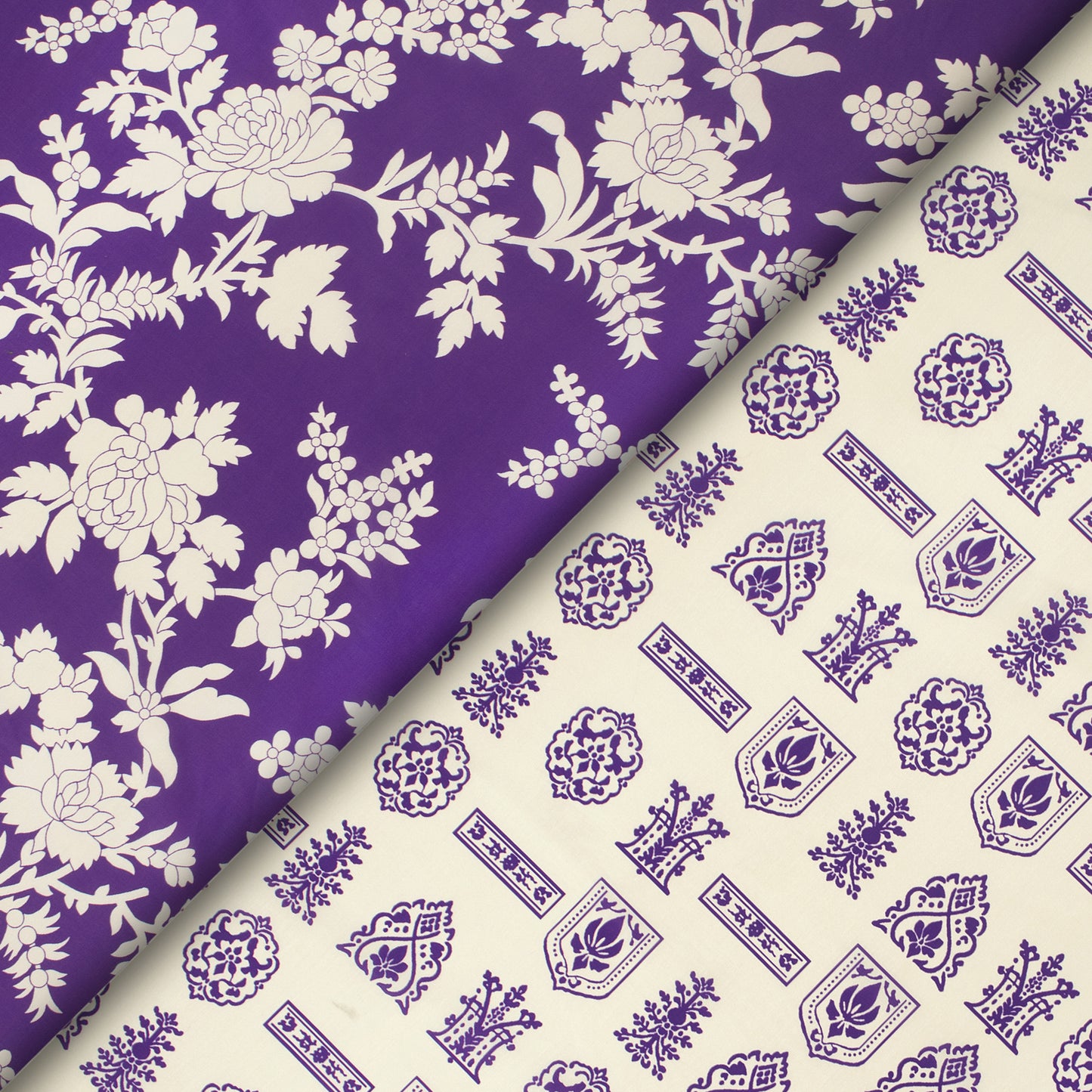 Vintage Floral on Indigo Digital Print Muslin Fabric