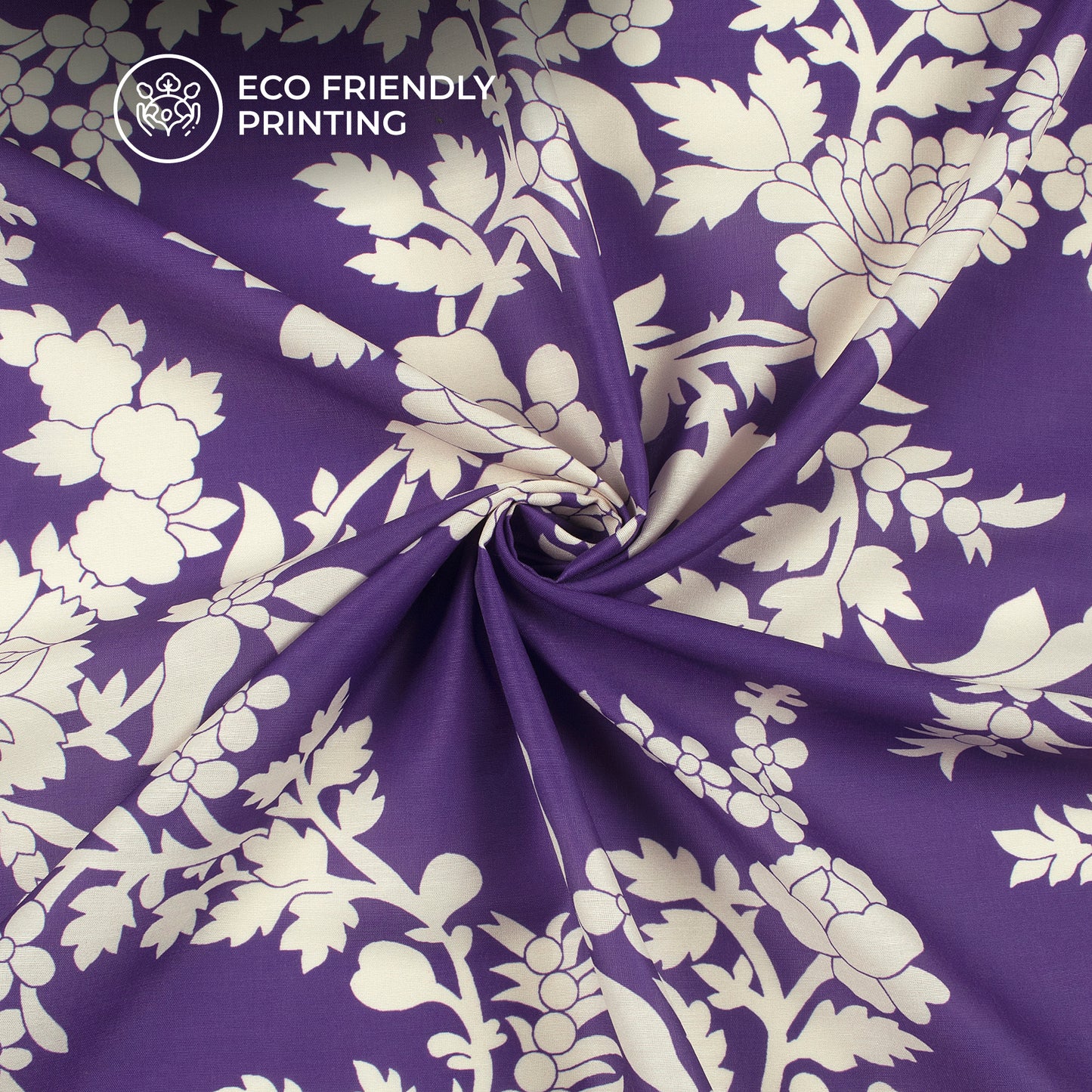 Vintage Floral on Indigo Digital Print Muslin Fabric