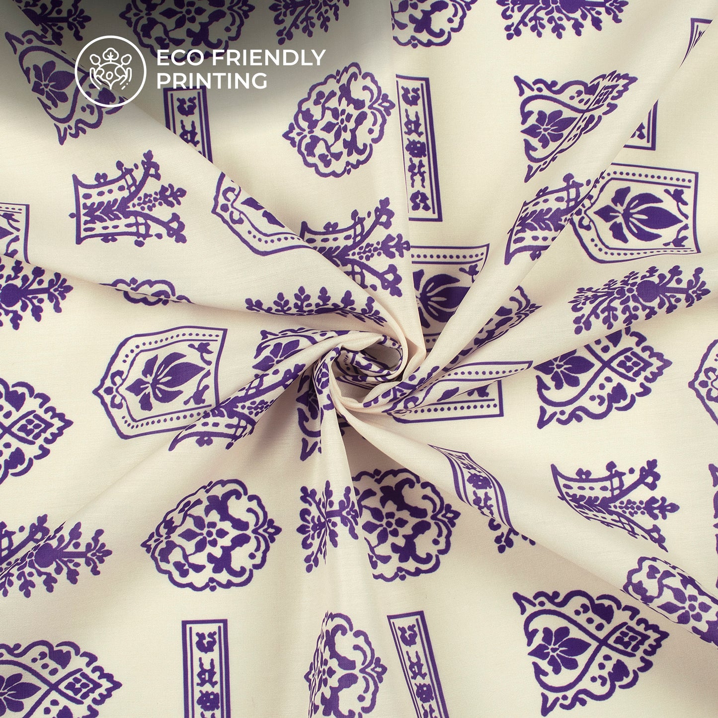 Hand Block Inspired Pattern Digital Print Muslin Fabric