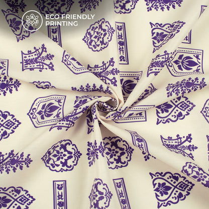 Hand Block Inspired Pattern Digital Print Muslin Fabric