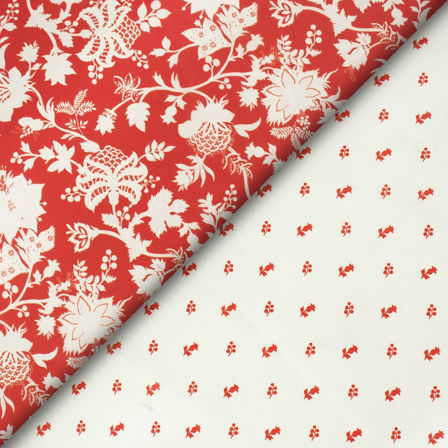 White And Red Motifs Floral Digital Print Muslin Fabric