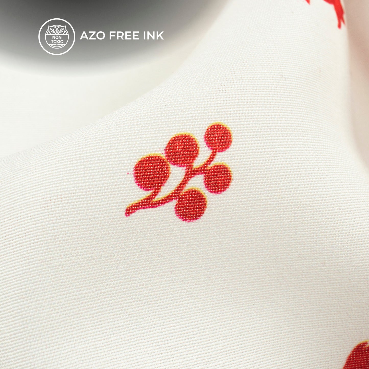 White And Red Motifs Floral Digital Print Muslin Fabric