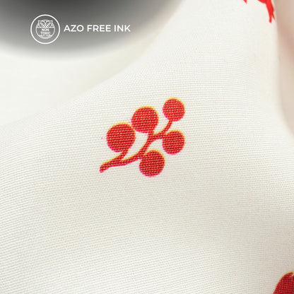White And Red Motifs Floral Digital Print Muslin Fabric