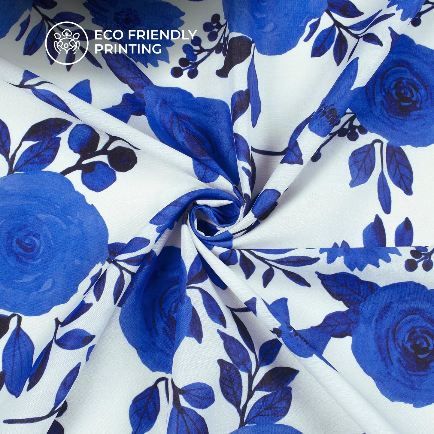 Beautiful Neavy Blue Floral Digital Print Muslin Fabric