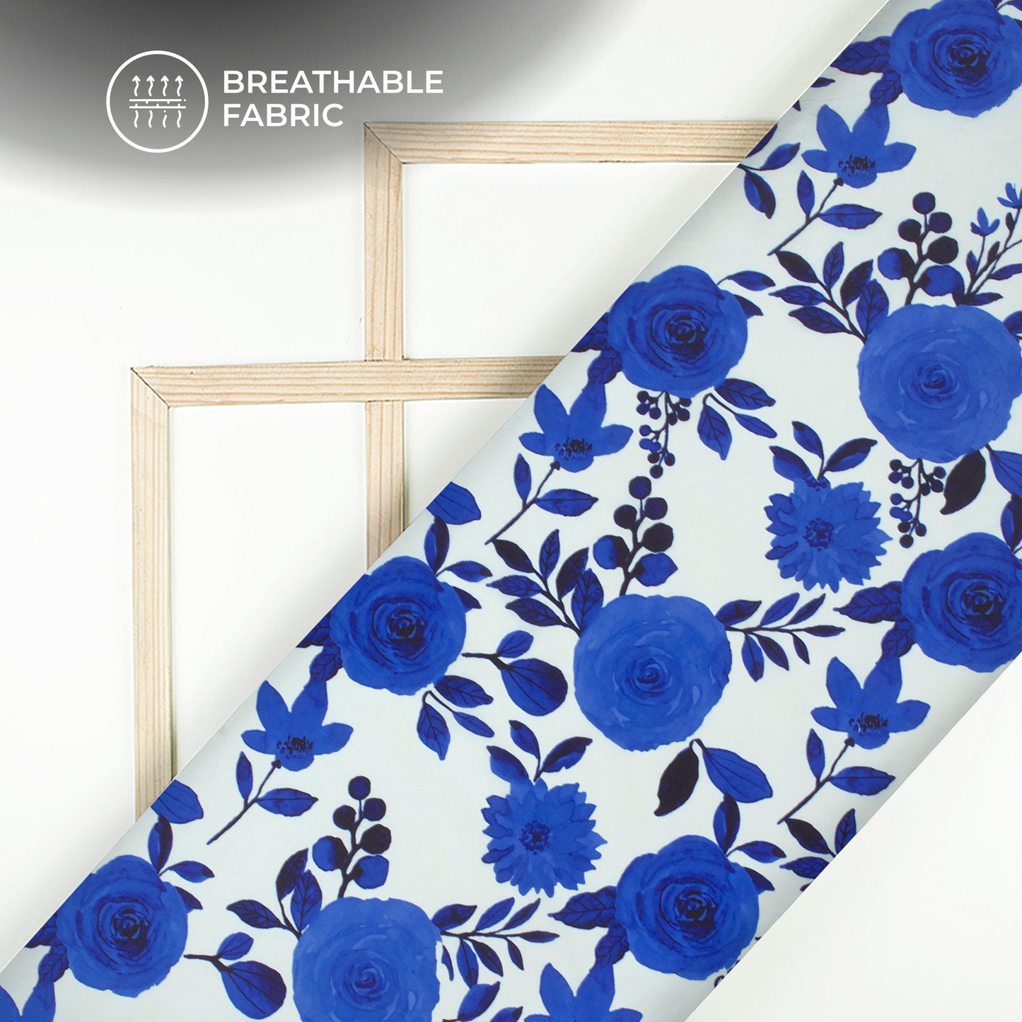 Beautiful Neavy Blue Floral Digital Print Muslin Fabric