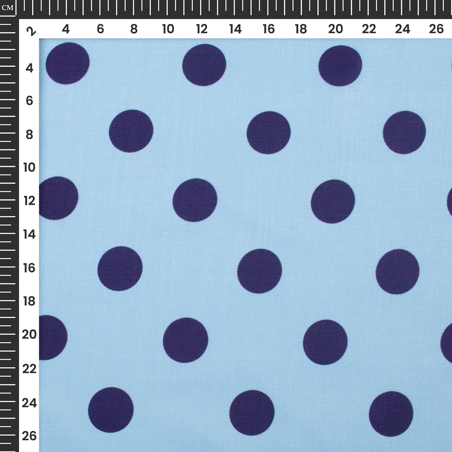 Sky Blue And Indigo Polka Dots Pattern Digital Print Poly Linen Slub Fabric