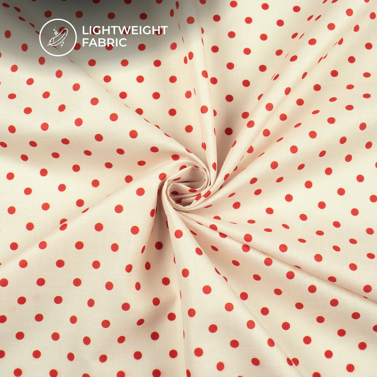 Red Polka Dots Design Digital Print Poly Linen Slub Fabric