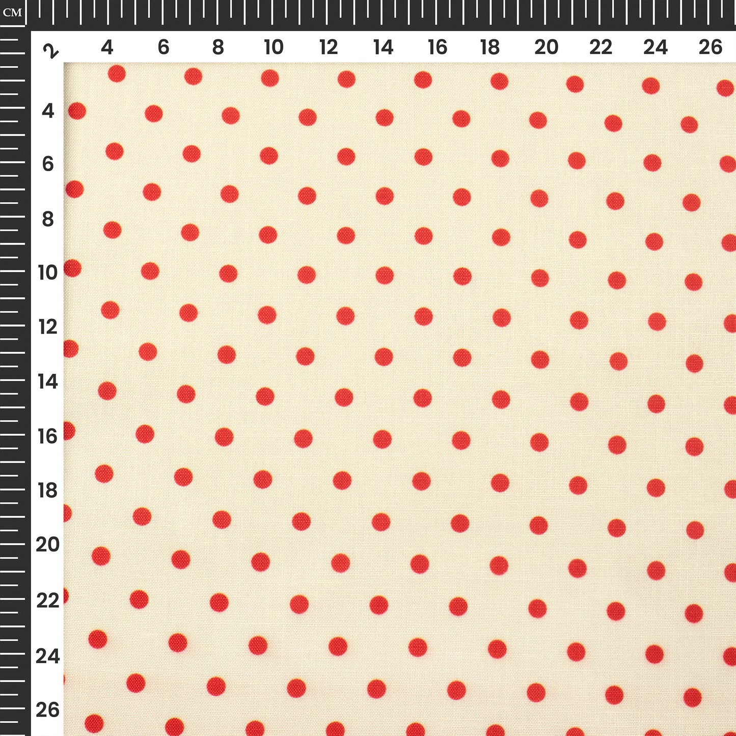 Red Polka Dots Design Digital Print Poly Linen Slub Fabric