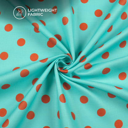 Chilli Red Polka Dots Digital Print Poly Linen Slub Fabric