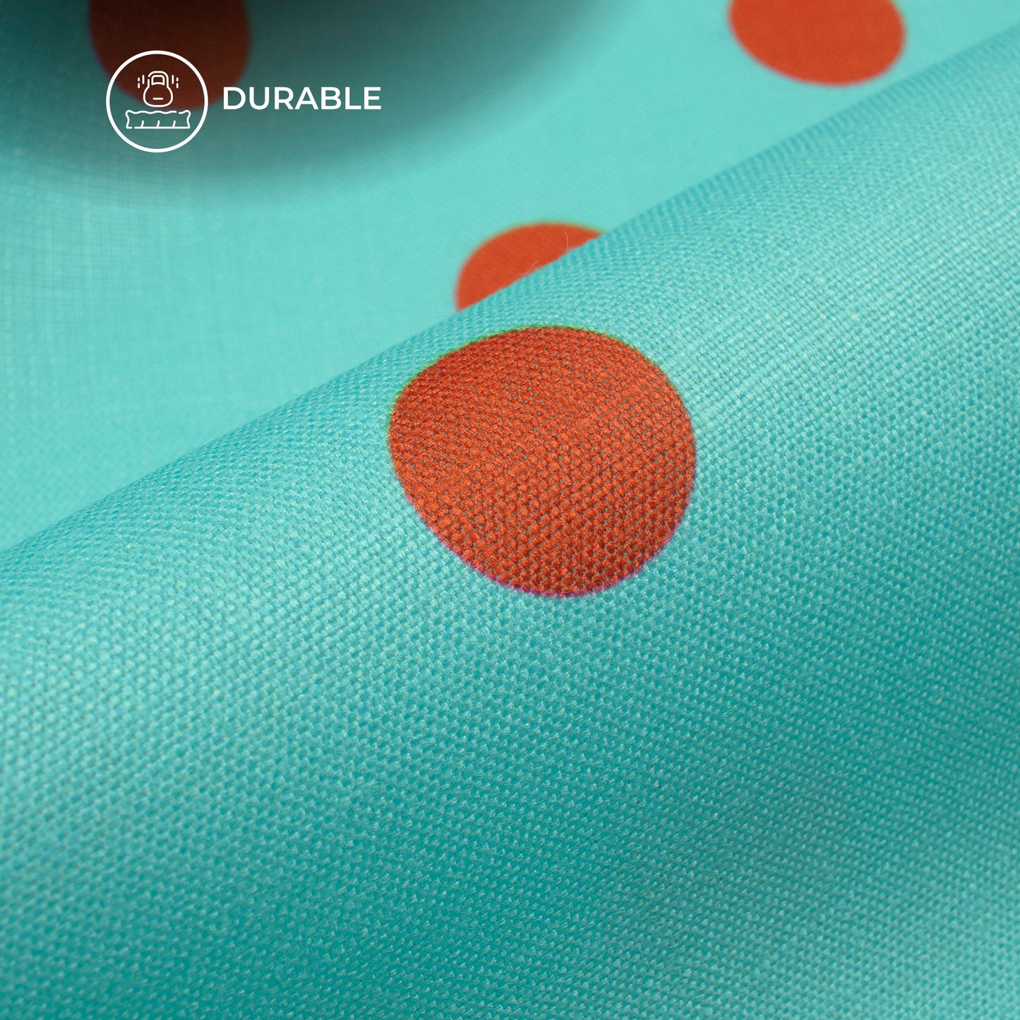 Chilli Red Polka Dots Digital Print Poly Linen Slub Fabric