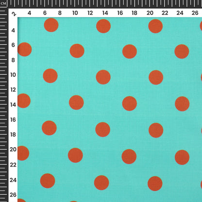 Chilli Red Polka Dots Digital Print Poly Linen Slub Fabric