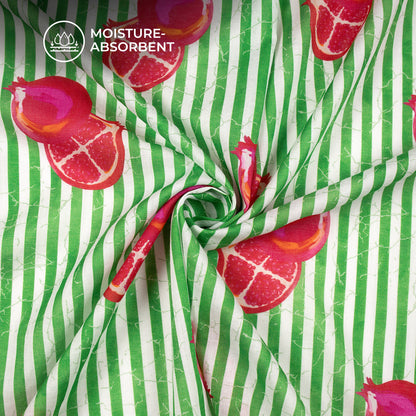 Cherry Red Stripes Digital Print Cotton Mulmul Fabric