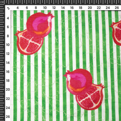 Cherry Red Stripes Digital Print Cotton Mulmul Fabric