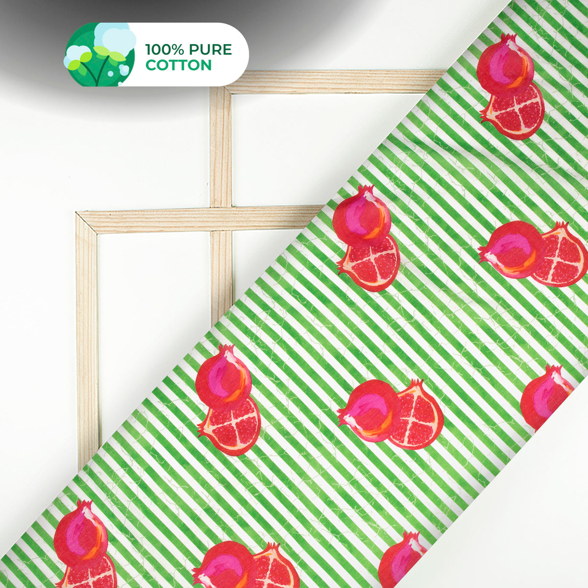 Cherry Red Stripes Digital Print Cotton Mulmul Fabric