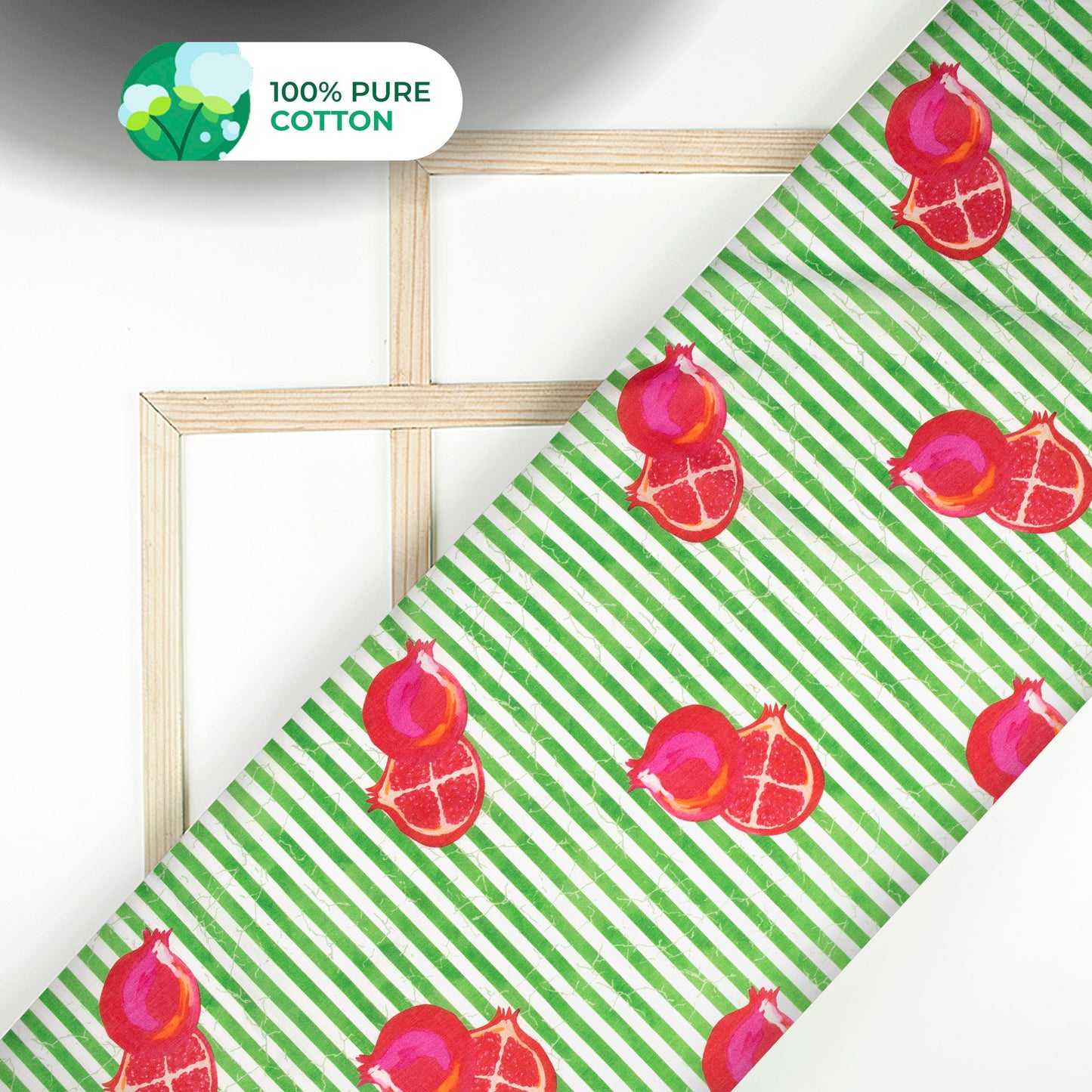 Cherry Red Stripes Digital Print Cotton Mulmul Fabric