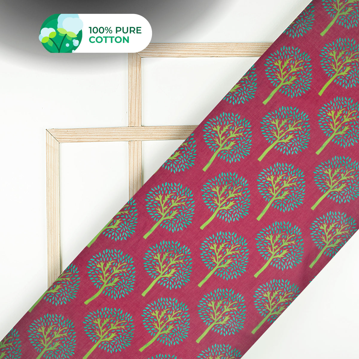 Bright Maroon Floral Digital Print Cotton Mulmul Fabric
