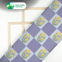 Baby Blue Floral Digital Print Cotton Mulmul Fabric
