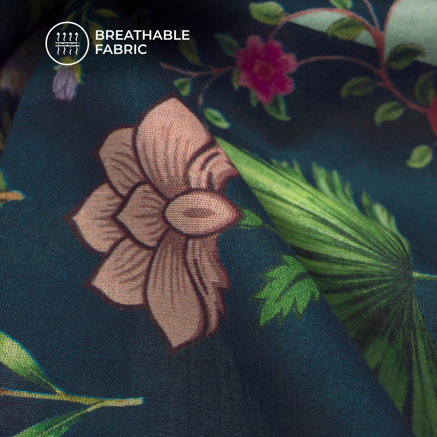 Multi Color Floral Digital Print Cotton Mulmul Fabric