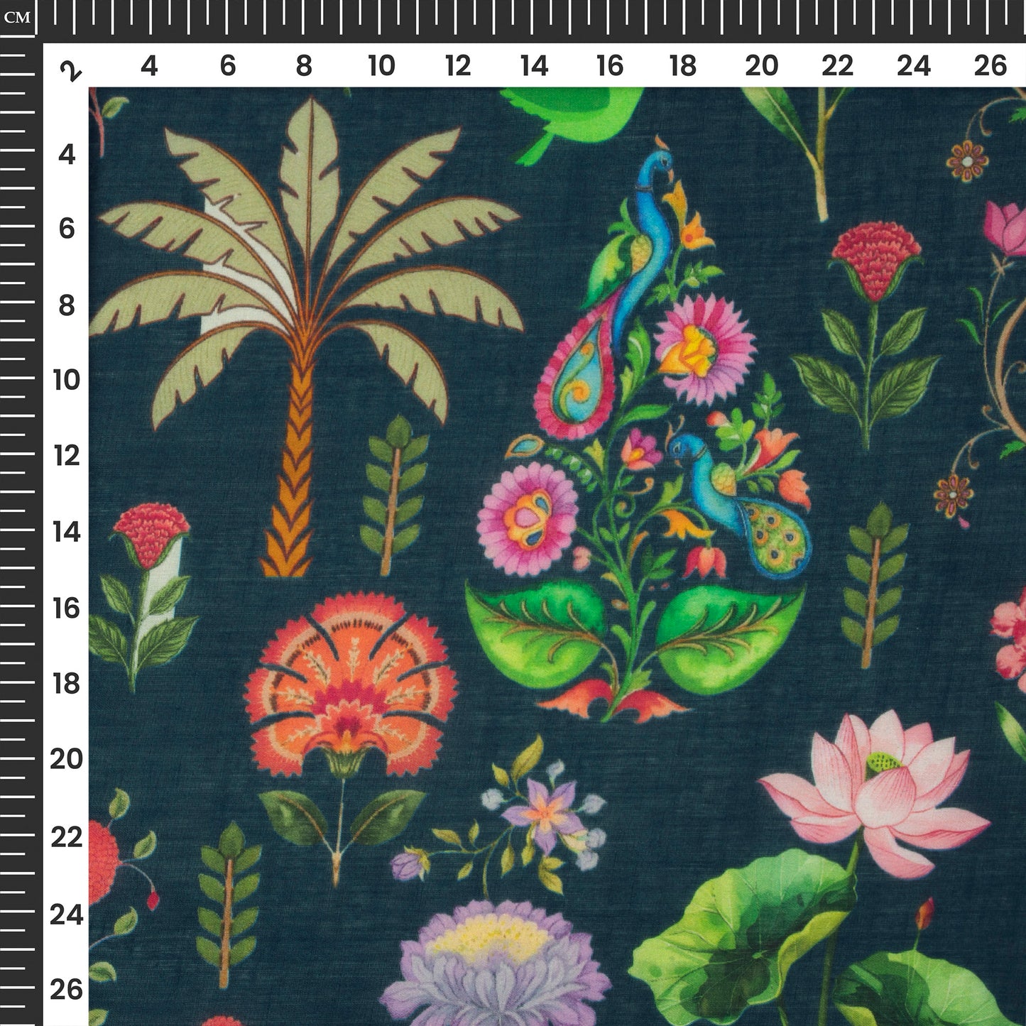 Multi Color Floral Digital Print Cotton Mulmul Fabric