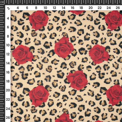 Rose Red Floral Digital Print Cotton Mulmul Fabric