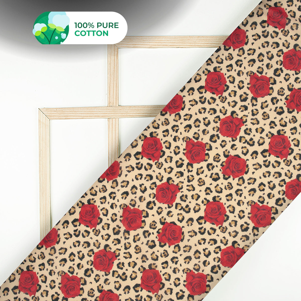 Rose Red Floral Digital Print Cotton Mulmul Fabric