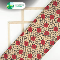 Rose Red Floral Digital Print Cotton Mulmul Fabric