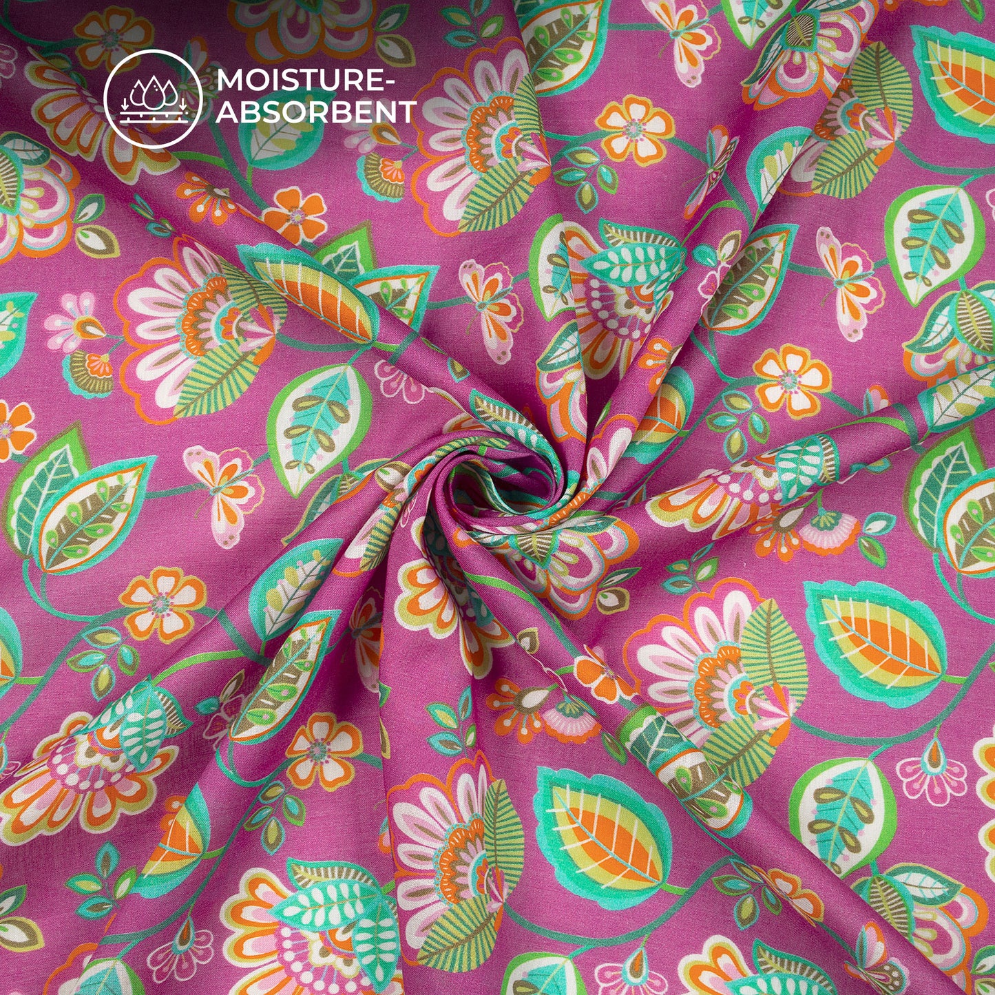 Multi Color Floral Digital Print Cotton Mulmul Fabric